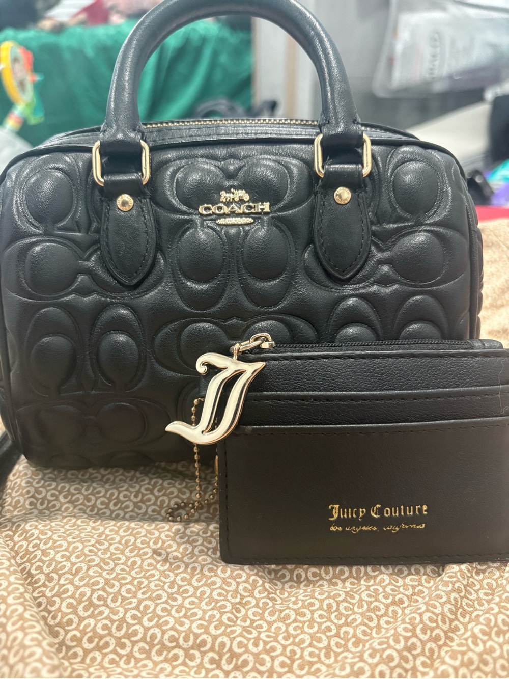 Coach Black Quilted Leather Mini Satchel with Gold Hardware